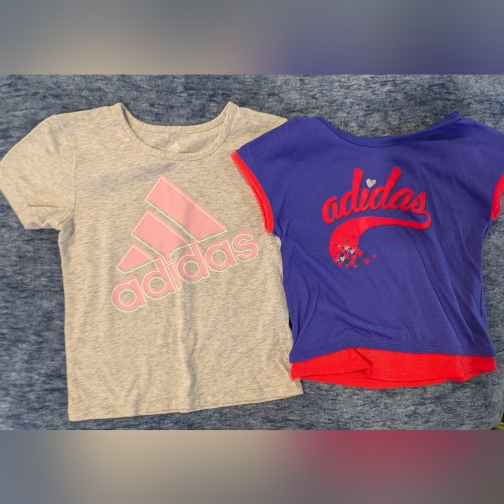 Adidas 4T Kids' Gray and Purple T-Shirt Duo